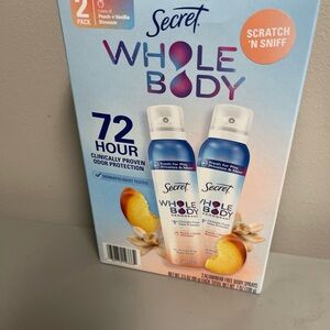 Secret Whole Body Deodorant Spray Peach Vanilla Blossom 3.5 oz (2 Pk)